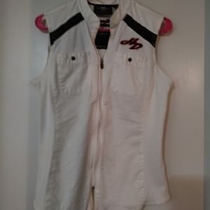 Harley Davidson Zip Up Sleeveless Top